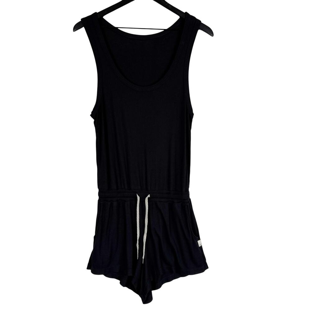 Vuori Womens Romper Tank Ribbed Black VW382 - XS